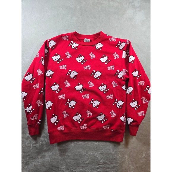 Hello Kitty Tops - Hello Kitty Sweatshirt Womens‎ S Red All Over Print Sanrio Crewneck Pilling